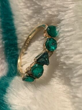 J. Crew Gold-Tone Ring with Green Stones